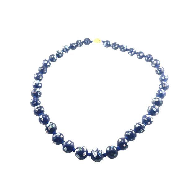 Millefiori Glass Beaded Necklace With Gold-Tone Clasp Statement Elegant - Picture 2 of 10